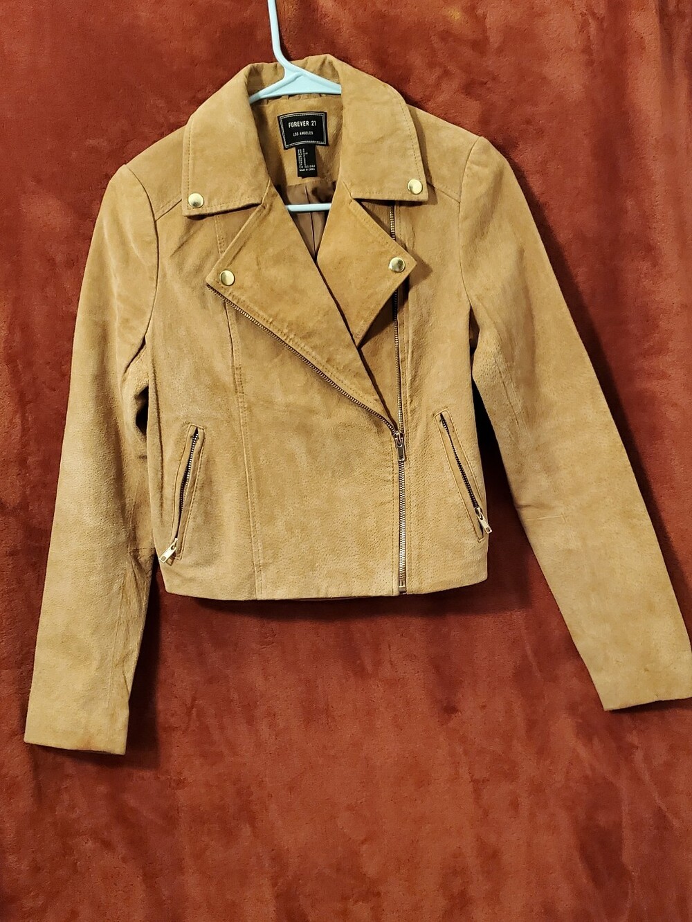 Forever 21 Tan Suede Leather Moto Jacket